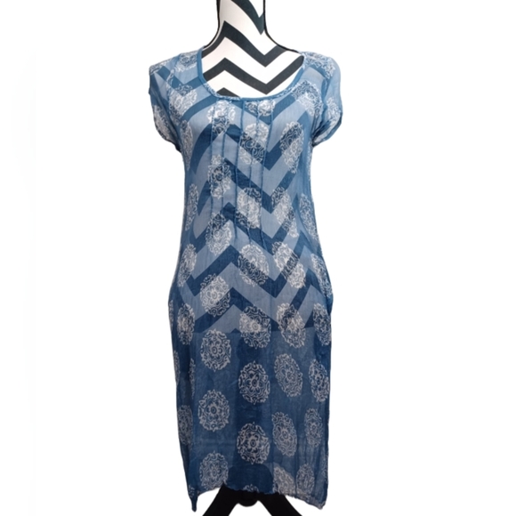 Sarah Stewart 100% Silk Sheer Artsy Printed Tunic Top - Picture 2 of 16